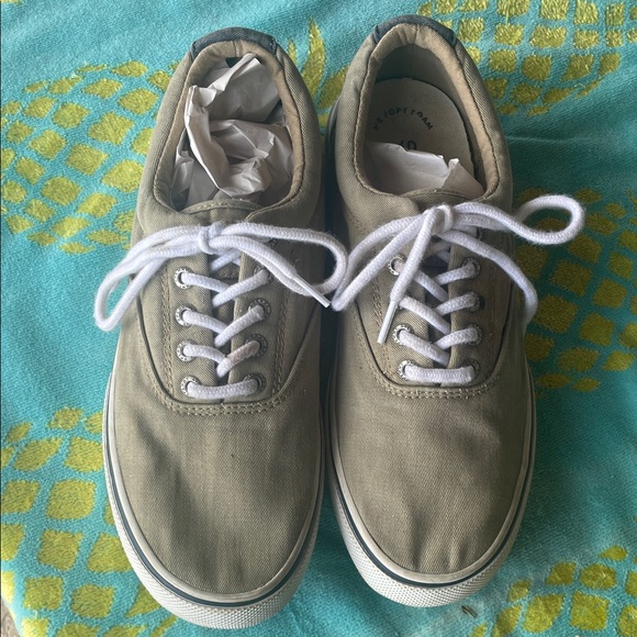 SPERRY Men's Canvas Boat Shoes - Olive Tan SZ 8.5 - Picture 2 of 10